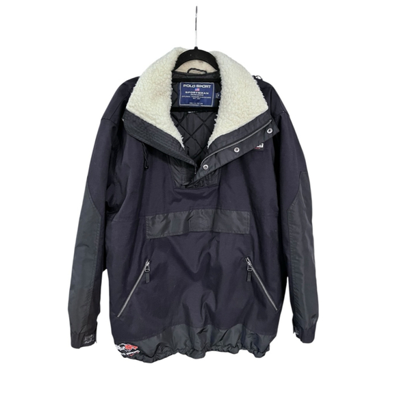 Polo Sport Ralph Lauren Sportsman Vintage 90s Anorak Black Jacket Med Embroider - Picture 5 of 12
